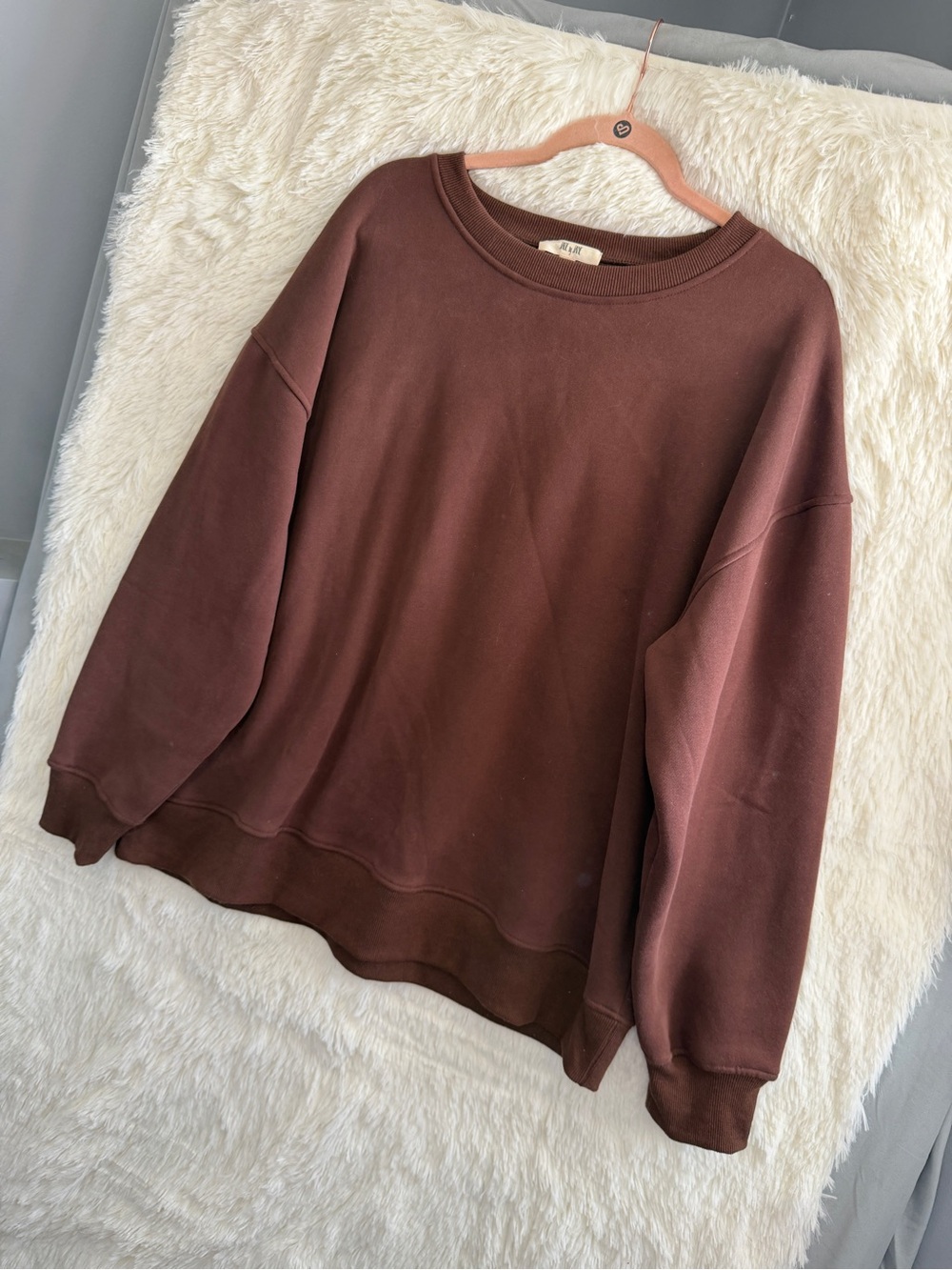 Jade by Jane Womens Oversized "Be Yourself Love Yourself" Sweatshirt L Brown - Picture 3 of 7